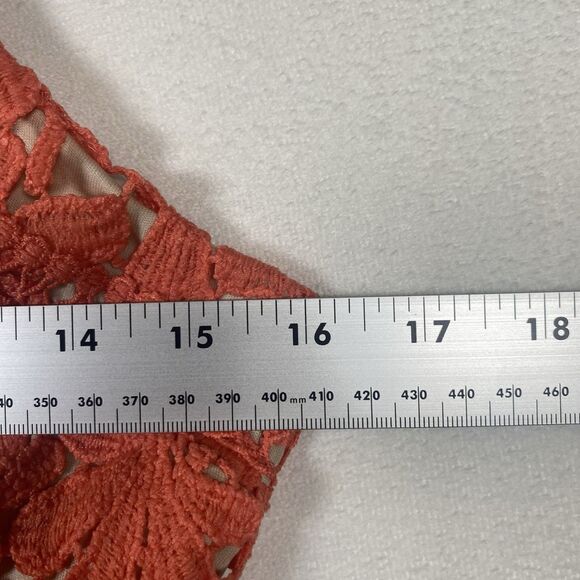 Willow Root Lace Crochet Tank Top Coral Orange Size M Adjustable Straps Back Zip - Picture 12 of 13